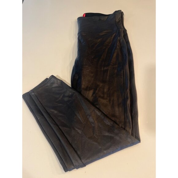 Spanx Faux Leather Leggings 2X Black High Waist Stretch Pull-On Style - Picture 6 of 6